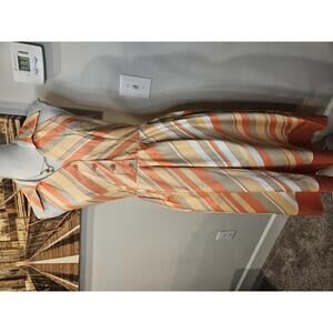 Striped Orange and Cream Midi Dress